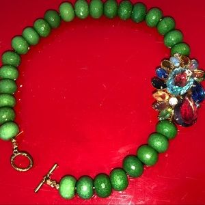 Gorgeous Antique Jade and color broach necklace